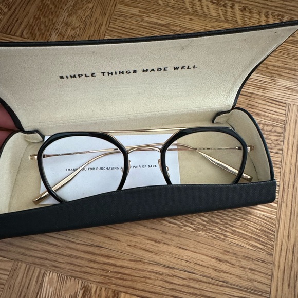Authentic SALT Eyeglasses DIBERGI HG 50mm Black Gold Frame - Picture 2 of 3